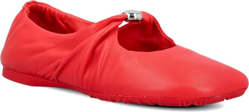 LOEWE Pebble leren ballerina's met ruches Rood - Foto 3