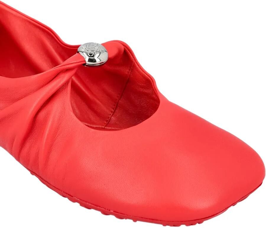 LOEWE Pebble leren ballerina's met ruches Rood - Foto 2
