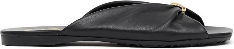 LOEWE Pebble Soft nappa lamsleren slippers Zwart