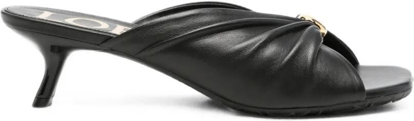 LOEWE Pebble Soft nappa lamsleren slippers Zwart