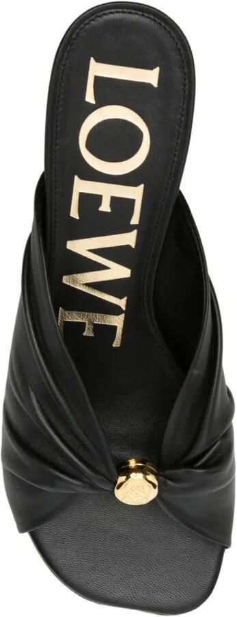 LOEWE Pebble Soft nappa lamsleren slippers Zwart - Foto 2
