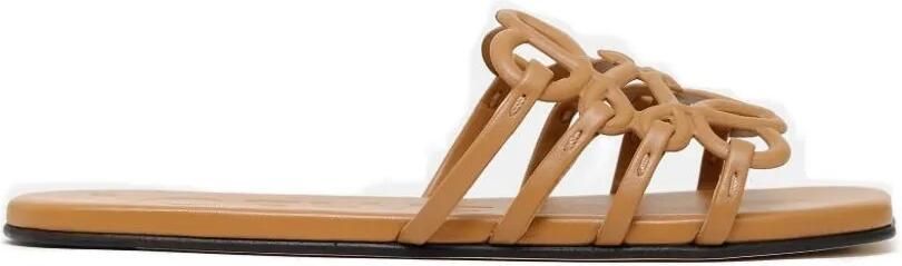 LOEWE Petal Anagram kalfsleren slippers Beige