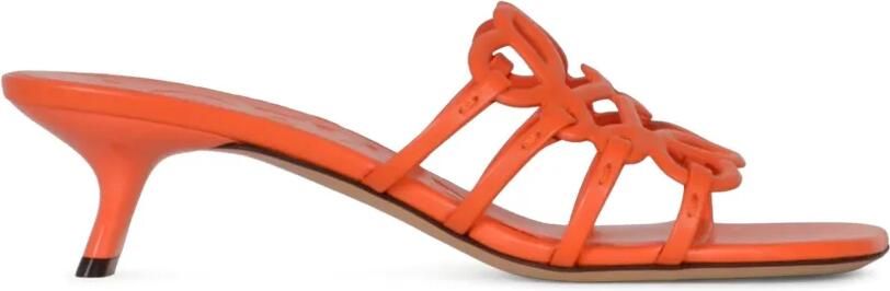 LOEWE Petal Anagram kalfsleren slippers Oranje