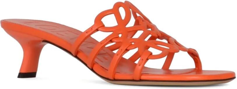 LOEWE Petal Anagram kalfsleren slippers Oranje - Foto 3