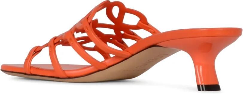 LOEWE Petal Anagram kalfsleren slippers Oranje - Foto 2