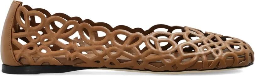LOEWE Petal Anagram leren ballerina's Bruin