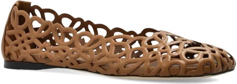 LOEWE Petal Anagram leren ballerina's Bruin - Foto 4