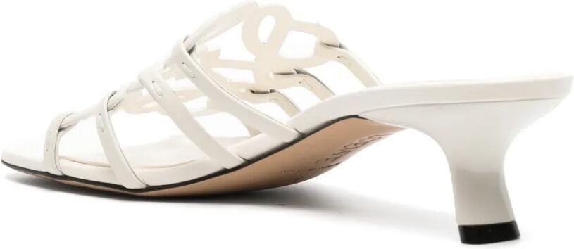 LOEWE Petal Anagram kalfsleren slippers Wit - Foto 4