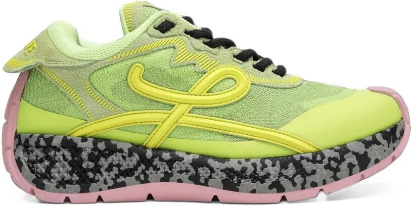 LOEWE Pogo suède sneakers van technisch breisel en suède Groen
