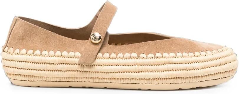 LOEWE Rio Mary-Jane schoenen van suède en raffia Beige