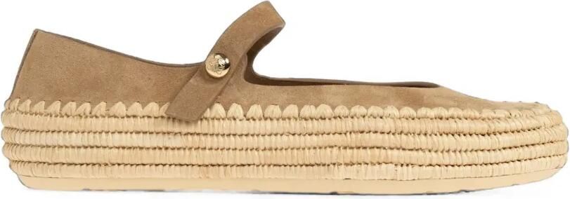 LOEWE Rio Mary-Jane schoenen van suède en raffia Bruin