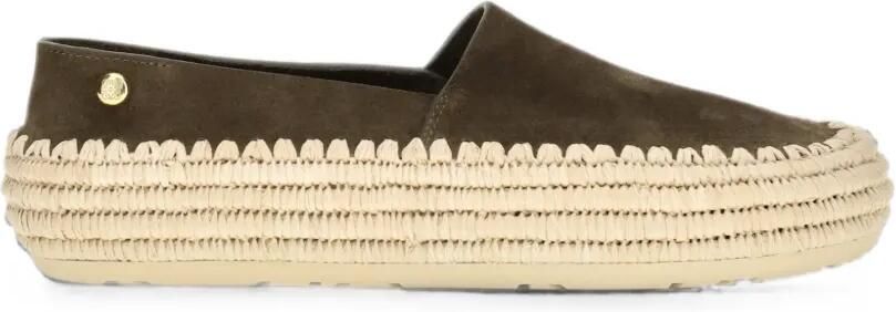LOEWE Rio slippers van suède en raffia Groen