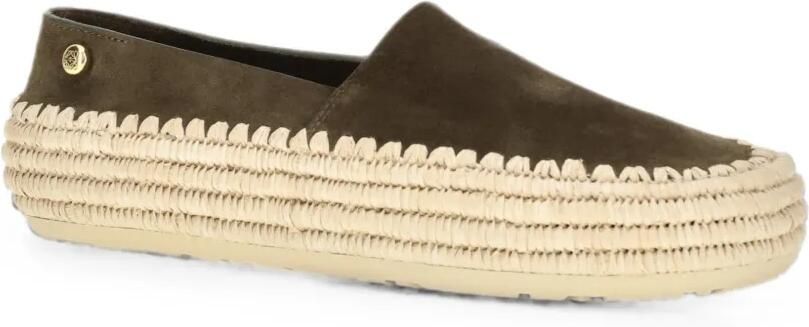 LOEWE Rio slippers van suède en raffia Groen