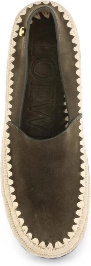 LOEWE Rio slippers van suède en raffia Groen - Foto 3