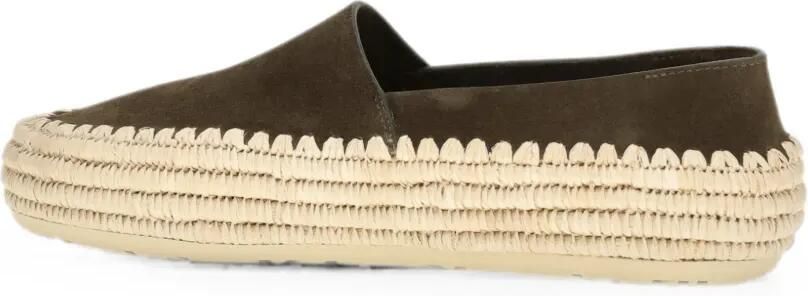 LOEWE Rio slippers van suède en raffia Groen - Foto 4