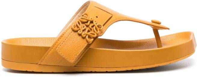 LOEWE Teenslippers met logoplakkaat Geel