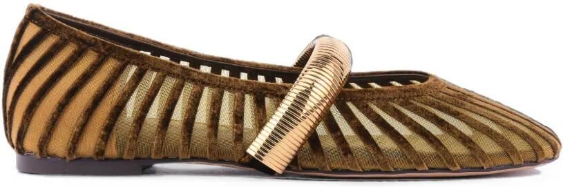 Lola Cruz Alexa ballerina's met metallic bandje Bruin