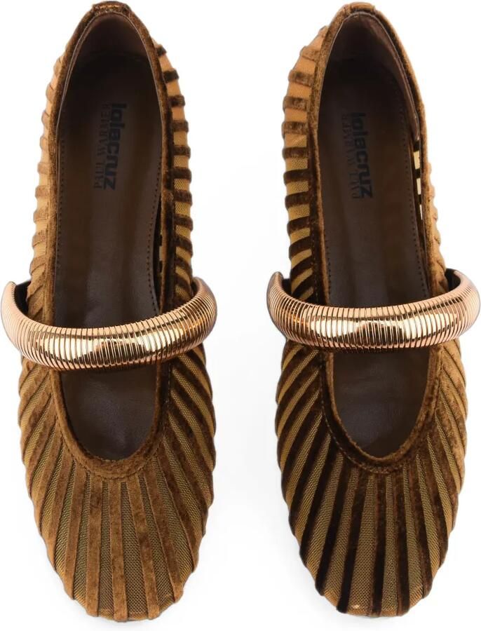 Lola Cruz Alexa ballerina's met metallic bandje Bruin - Foto 2