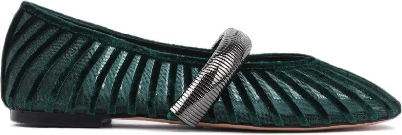 Lola Cruz Alexa ballerina's met fluwelen vlak Groen