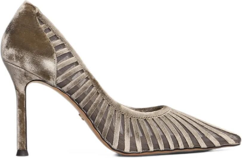 Lola Cruz Candice 95 fluwelen pumps met mesh vlak Bruin