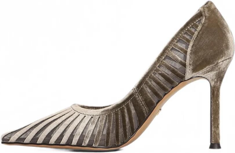 Lola Cruz Candice 95 fluwelen pumps met mesh vlak Bruin - Foto 5