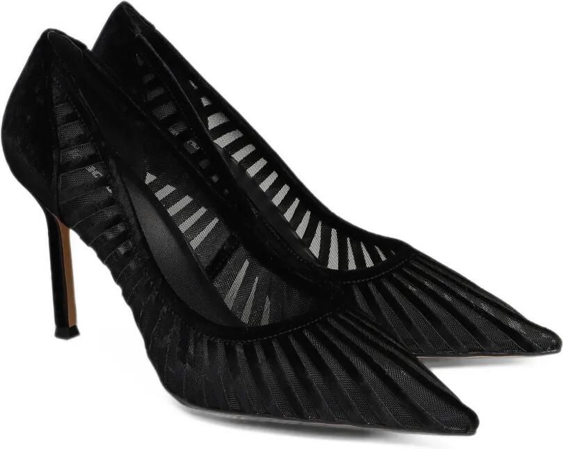 Lola Cruz Candice 95 fluwelen pumps met mesh vlak Zwart - Foto 4