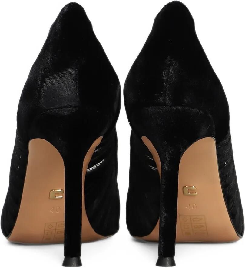 Lola Cruz Candice 95 fluwelen pumps met mesh vlak Zwart - Foto 3