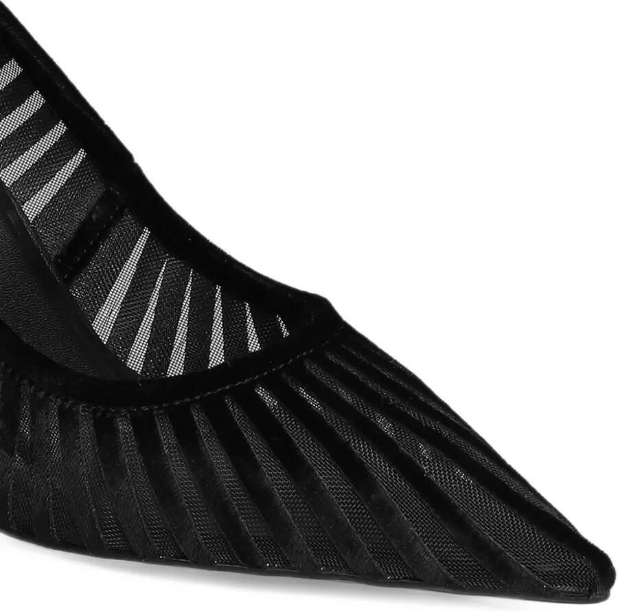 Lola Cruz Candice 95 fluwelen pumps met mesh vlak Zwart - Foto 2