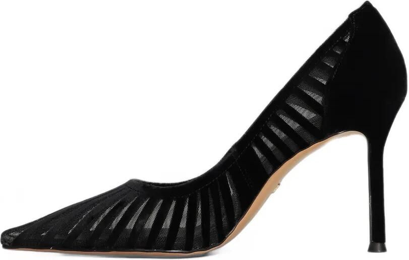 Lola Cruz Candice 95 fluwelen pumps met mesh vlak Zwart - Foto 5