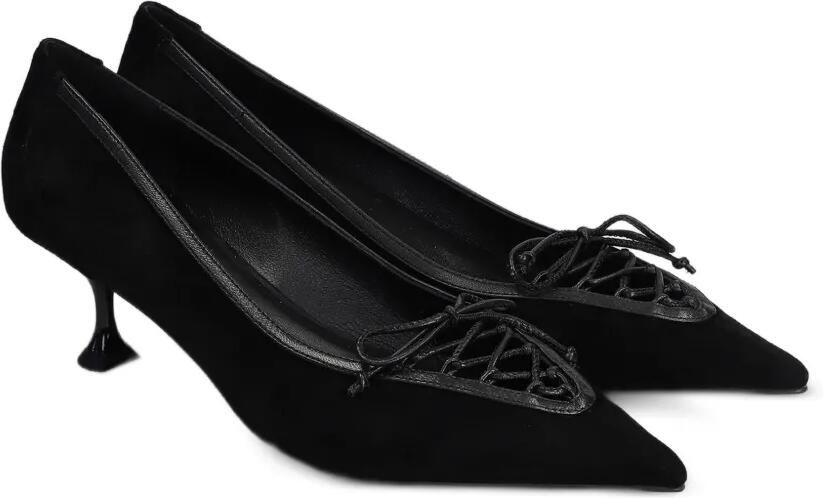 Lola Cruz Daniela pumps met puntige neus en veters Zwart - Foto 4