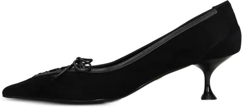 Lola Cruz Daniela pumps met puntige neus en veters Zwart - Foto 5