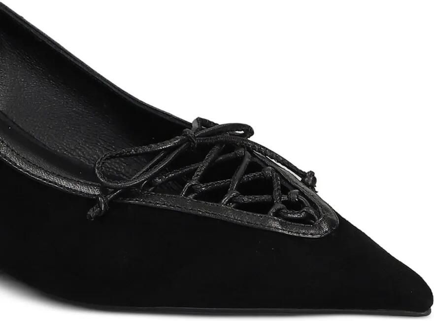 Lola Cruz Daniela pumps met puntige neus en veters Zwart - Foto 2