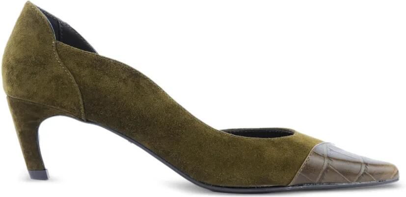 Lola Cruz Elle pumps met vlakken en puntige neus Groen
