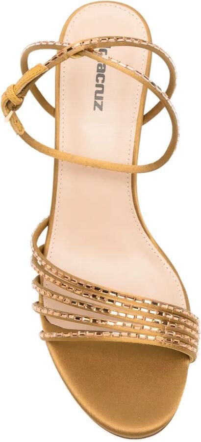 Lola Cruz Emma leren sandalen verfraaid met kristallen Goud