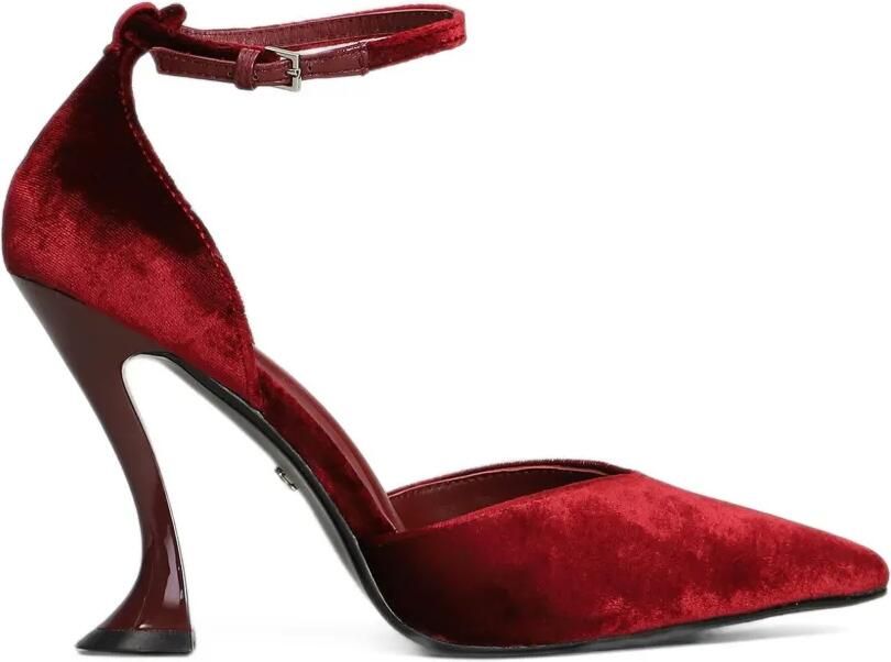 Lola Cruz Eugenia 95 fluwelen pumps met enkelband Rood
