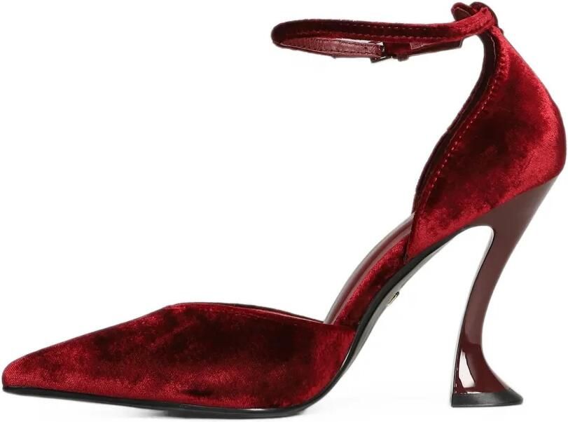 Lola Cruz Eugenia 95 fluwelen pumps met enkelband Rood - Foto 5