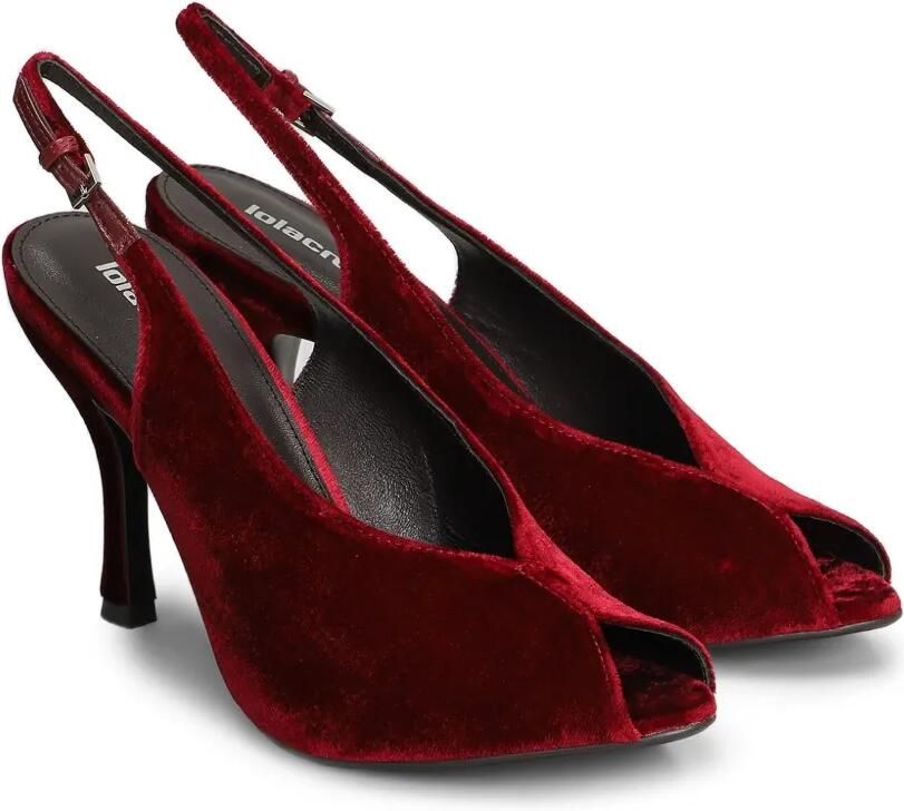 Lola Cruz Gabriette 95 fluwelen pumps Rood - Foto 3