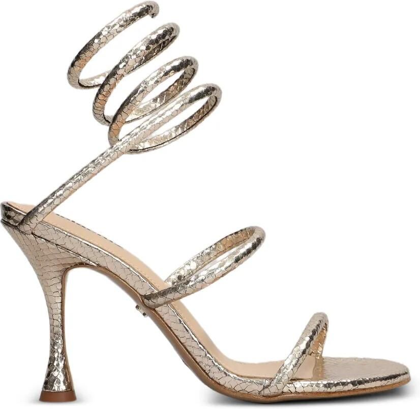 Lola Cruz Greta 95 sandalen met spiraalvormige bandjes Metallic