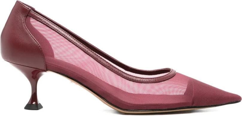 Lola Cruz Léa pumps met puntige neus en mesh vlakken Rood