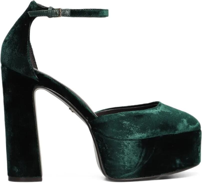 Lola Cruz Mencia 130 fluwelen sandalen met plateauzool Groen