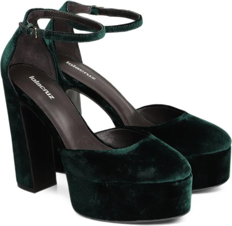 Lola Cruz Mencia 130 fluwelen sandalen met plateauzool Groen - Foto 3