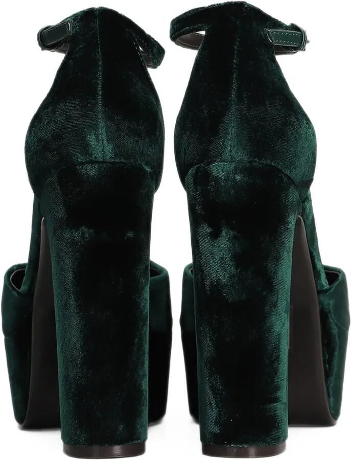 Lola Cruz Mencia 130 fluwelen sandalen met plateauzool Groen - Foto 4