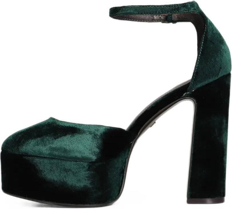 Lola Cruz Mencia 130 fluwelen sandalen met plateauzool Groen - Foto 5