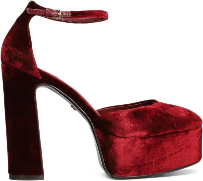 Lola Cruz Mencia 130 fluwelen sandalen met plateauzool Rood