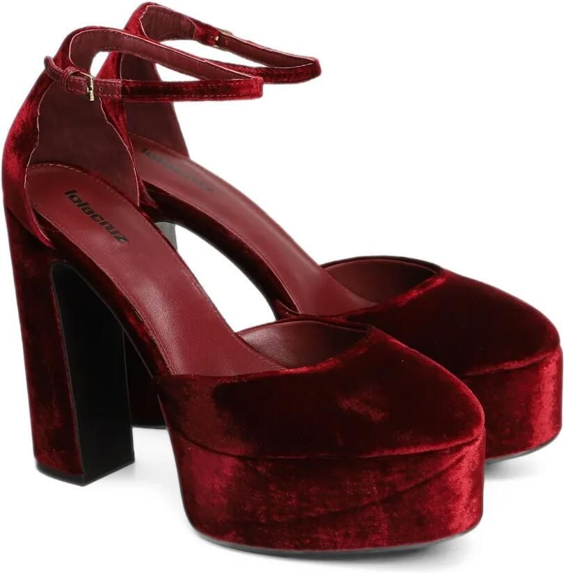 Lola Cruz Mencia 130 fluwelen sandalen met plateauzool Rood - Foto 2