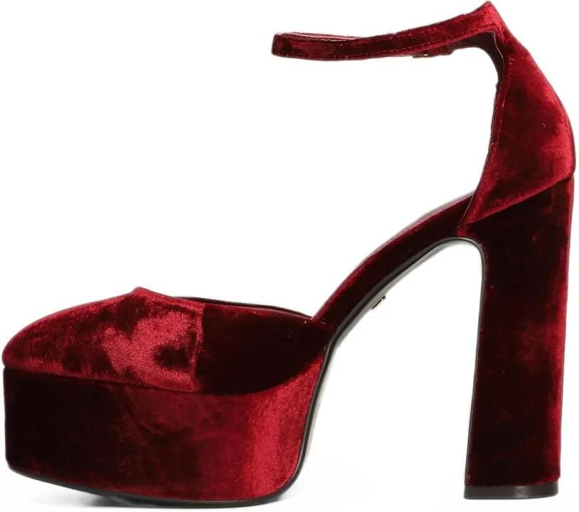 Lola Cruz Mencia 130 fluwelen sandalen met plateauzool Rood - Foto 4