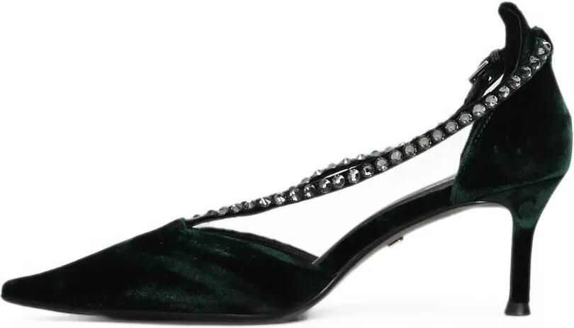 Lola Cruz Mirabella 65 fluwelen pumps verfraaid met kristallen Groen - Foto 4