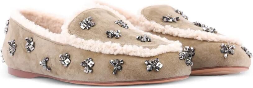 Lola Cruz Nivea loafers verfraaid met kristallen en lammy afwerking Beige - Foto 5