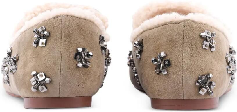 Lola Cruz Nivea loafers verfraaid met kristallen en lammy afwerking Beige - Foto 3