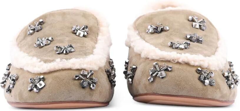 Lola Cruz Nivea loafers verfraaid met kristallen en lammy afwerking Beige - Foto 4